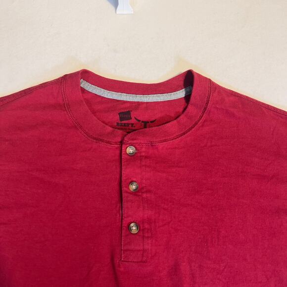 Hanes Beefy T Henley Shirt Men's XL 100% Cotton Thick Warm Base Outdoor Hunting - Picture 4 of 12